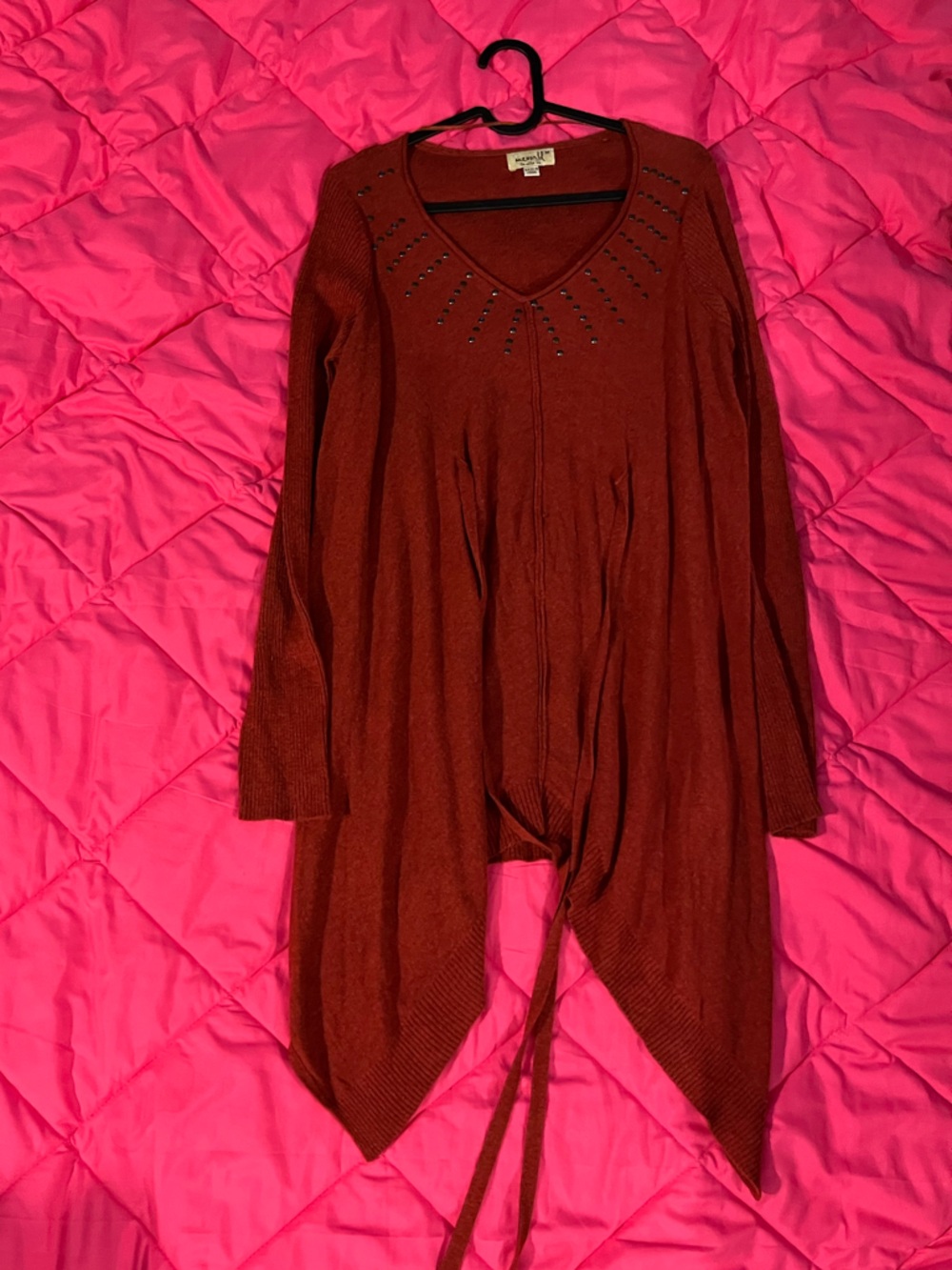 ONE WORLD Rust Studded Open-Back Cardigan
